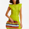 Maxi robe en coton vert citron à broderie anglaise Dractal Essentiel Antwerp – Image 2