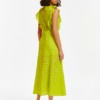 Maxi robe en coton vert citron à broderie anglaise Dractal Essentiel Antwerp – Image 3