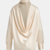 Chemisier en satin blanc cassé avec nœud Esatin Essentiel Antwerp – Image 7