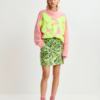 Mini-jupe en jacquard fleuri vert citron, verte et noire - Essentiel Antwerp – Image 2