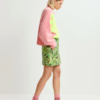 Mini-jupe en jacquard fleuri vert citron, verte et noire - Essentiel Antwerp – Image 4