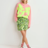 Mini-jupe en jacquard fleuri vert citron, verte et noire - Essentiel Antwerp – Image 3
