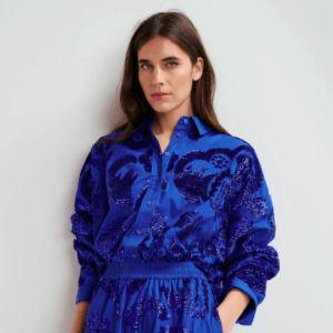 Chemise en coton bleu foncé à paillettes - Gloria - Essentiel Antwerp