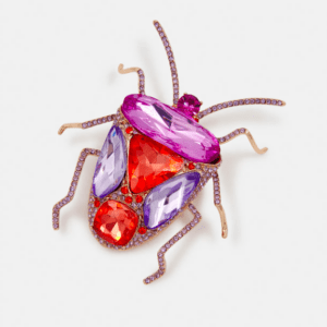 Broche scarabée en strass rouge, violette et lilas - Ginsect - Essentiel Antwerp